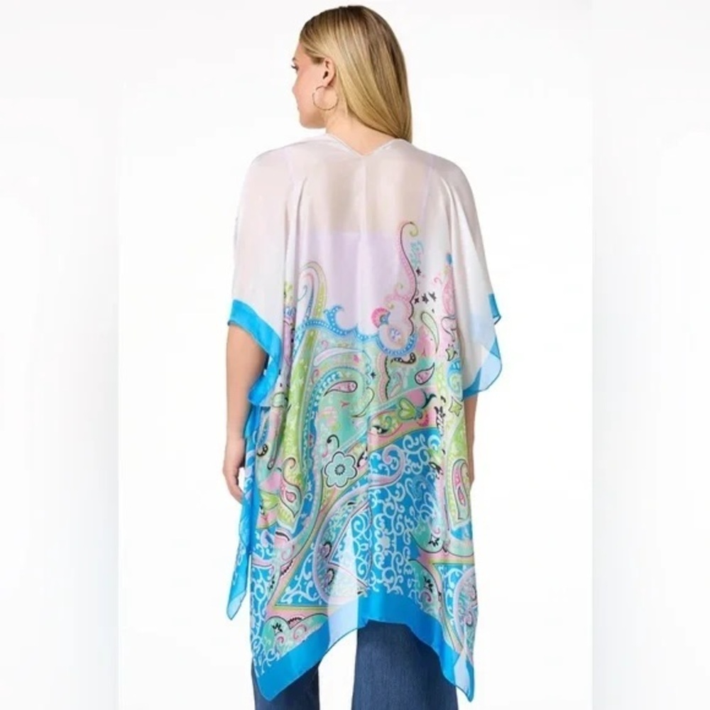 Cato | SILKY PAISLEY KIMONO ONE SIZE MALIBU BLUE